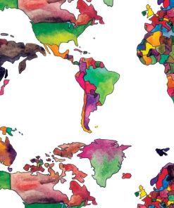 Mapa-Mundi Aquarelado